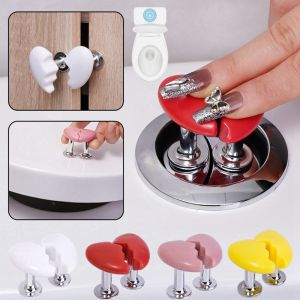 4/1Pcs Multifunctional Heart Shaped Toilet Press Button Self-Adhesive Avoid Touching Toilet Lid Handle Cabinet Door Handle