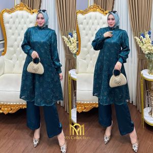 Zifa FASHION || COD || NEW READY ALANA SETELAN CELANA ORGANZA JAGUAR MIX SATIN || GAMIS SETCEL TERBARU SIAP KIRIM || DRESS SET CELANA MODIS || *MN