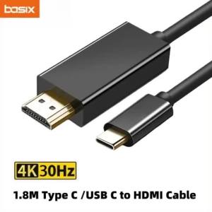 USB C to HDMI-compatible Type C Converter 1.8M Cable For Macbook Ipad Pro 4K 30HZ Video for Macbook Pro Air iPhone 15 16 17