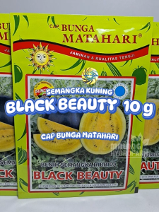 Benih Semangka Bulat Kuning Black Beauty 10 g Cap Bunga Matahari dataran rendah bibit biji maduri buah buahan watermelon round yellow hitam unggul hidroponik hydroponik