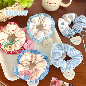 Summer Refreshing Large Butterfly Knot Lace Trim Hair Ties Country Style Girls High Ponytail Elastic Band Fresh Sensation