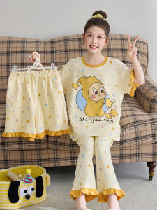 QIANSHUIMILU | Cotton Three-piece Pajama Set for Girls