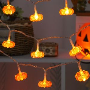 other | 2026 Halloween Pumpkin String Lights Warm White LED Maple Leaf Fairy Lights Battery Operated Fall Decor Lights for Indoor Decor