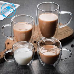 Ly Thuỷ Tinh Hai Lớp Chịu Nhiệt Quai Cầm Double Walled Glass Mug 100ML - 450ML