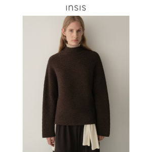 INSIS FEMME | Australian Merino Wool Winter Half Turtleneck Vintage Striped Knit Top