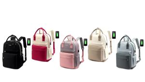 กระเป๋าเป้สะพายหลังใส่โน้ตบุ๊คสไตล์เกาหลีสำหรับผู้หญิง กระเป๋านักเรียนกันน้ำความจุขนาดใหญ่