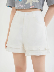 SANFU | Summer Wooden Ear Edge High Waist Short Loose Pants for Petite Women
