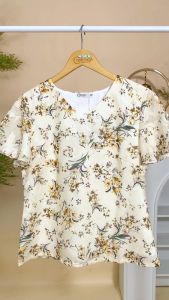 Áo kiểu thiết kế thanh lịch nhẹ nhàng với chất liệu Voan ép hoa mỏng mát AN4Y1021 Thời trang Thiều Hoa