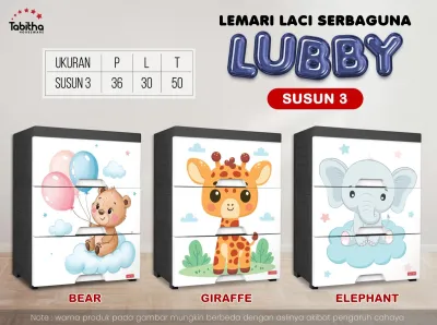 Lemari Pakaian Laci Plastik Tabitha Lubby Susun Minimalis Serbaguna 3 4 5 Susun - Anti Air & Anti Rayap Solusi ruangan rapi dan Estetik Kuat Awet Mudah Dirakit