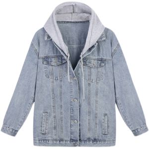 เสื้อแจ็คเก็ตยีนส์ทรงสลิมฟิตไซส์ใหญ่ ฤดูใบไม้ร่วง/ฤดูหนาว เสื้อโค้ทแฟชั่นสั้น แขนยาว ปกติ ปกติ เสื้อผ้าทำงาน ผู้หญิง วัย 18-24 ปี