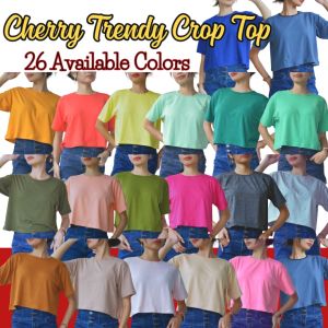 Cherry Trendy Crop Top Shirt: A Loose Fit Basic Women Fashion (Free Size)