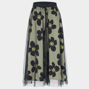 MY TENO | กระโปรงทรงเอเอวสูงพิมพ์ลายตาข่ายสุดหรูสำหรับผู้หญิง กระโปรงทรงเอเอวยางยืด สไตล์ลำลอง สำหรับใส่ไปทำงานและไปเที่ยว