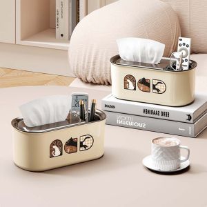 L67 Tissue Box Cover for Living Room Multi Functional Plastic Remote Control Napkin Holder Organizer L