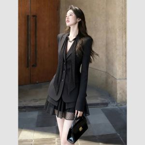 QFN | Elegant Luxury Autumn Occasion Womens Set Black Jacket and Skirt