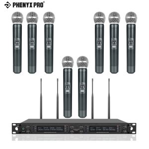 Phenyx Pro PTU-6000 8-Channel UHF Wireless Microphone System Auto Scan for Singing Church Karaoke Stage Live Show Wedding