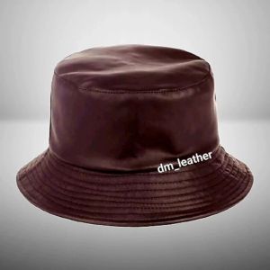 topi Bucket Kulit Model garis kotak