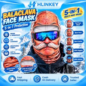 Hlinkey 3D Ông Già Balaclava bịt mặt trượt tuyết Ấm Áp Mặt Cản Gió Bìa Mở Rộng Bảo Hiểm Cổ Phù Hợp Cho Kính Mũ Bảo Hiểm Co Giãn vừa vặn thoải mái nhiều phong cách Cho nam nữ mùa đông Thể Thao