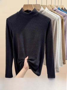Miiow | Cat Person Mid-Neck Base Shirt Womens Autumn Winter Style Long Sleeve Half High Neck Slimming Versatile Thickened Long Sleeve Outerwear