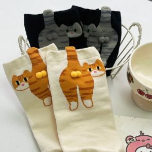 Cartoon Cute Cat Balls Cotton Socks Kawaii Lolita Knitting Socks Women Girls Middle Tube Sleep Sock Cat Print Floor Sock