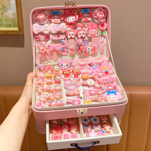 Adorable Princess Hair Accessory Gift Set Birthday Present for Little Girls Creative Gift Box Childrens Day Cute Pink Fabric