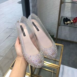 Brazilian Summer Jelly Shoes for Women Rhinestone Embellished Flat Heel Sandals Sweet Style Fish Mouth Shoe Ultrafine Leather Lining