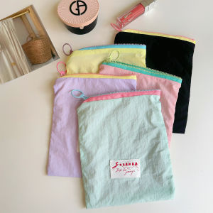 Portable Macaron Storage Bag Womens 2025 New Mini Cosmetic Bag Toiletry Bag Inner Pocket Organizer Polyester Pure Color