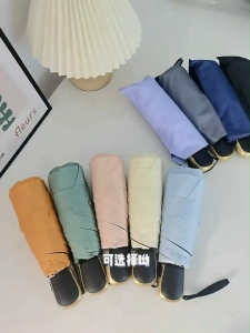 Mini Card automatic umbrella Ultra-lightweight five-fold mini pocket umbrella original fiber bone sunscreen UV waterproof windproof Mens umbrella Womens umbrella