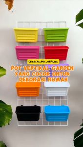 POT BUNGA TANAMAN NKT VERTICAL TEMPEL 22 CM WARNA WARNI - NKT PELANGI 01