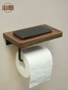 Walnut Wooden Toilet Paper Holder Hotel Roll Paper Holder Wall Mounted Bathroom Paper Rack Mobile Phone Tissue Holder