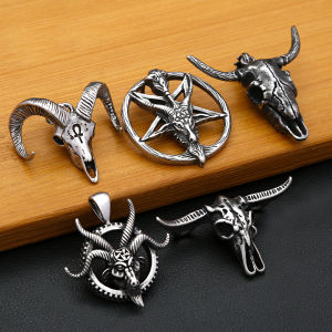 Vintage Punk Animal Skull Pendant Stainless Steel Sheep Head Necklace For Men Unique Gothic Amulet Jewelry Gifts Dropshipping