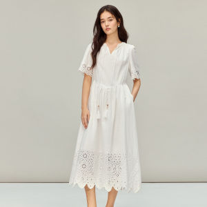 INMAN | Cotton Heavy Lacework Embroidery A-Line Dress