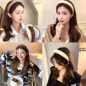 🔥🔥Roman Holiday Korean Face Wash Headband Womens Wide-brimmed Sponge Headband Solid Color Sponge Hairband All-match DIY Hair Accessories
