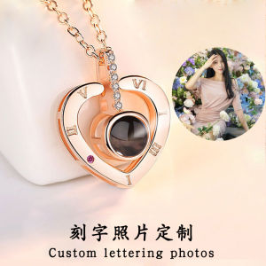 Memory of Love Heart Projection Pendant Fancy Clavicle Chain Female Custom Photo Necklace Sterling Silver Commemorative Gift