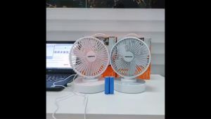 Quạt sạc tích điện chính hãng Nanoco NRF6215W/NRF6215P màu sắc hồng và trắng với 4 cấp độ gió chất liệu bằng nhựa ABS