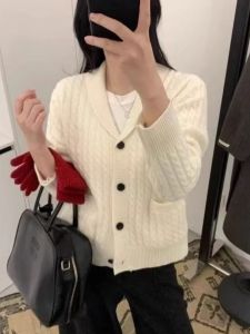 YUEZHONGWEI | French Collar Thickened Loose Elegant Casual Wool Sweater Coat
