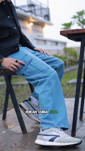 Tony Jack Cargo Pants Heritage Blue - Celana Cargo Loose Jeans Pria Baggy Fit