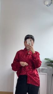 [Basica Moda] 2620 Atasan Top Blouse Kemeja Wanita Balmian Gold Button Satin Import