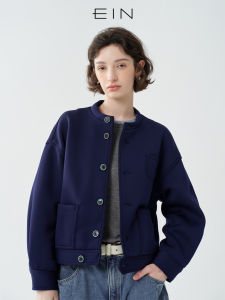 EIN Retro Style Short Jacket Womens Stand Collar Box Shape Vintage Outerwear Autumn Winter New Arrival Slim Fit Casual Coat