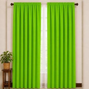 Amandas JANNA GREEN curtain set for home decor door window sink valancer curtains. Plain Apple Green curtains suitable for kitchen and living room window treatments.
