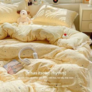 Bộ Đồ Chăn Ga Gối Bốn Món Cotton Sạch Cho Mẹ Và Bé
