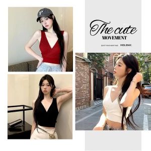 LHSunshine สินค้าพร้อมส่ง  เสื้อครอปแฟชั่นแขนกุดผู้หญิง สีพื้นเข้ารูป ใส่แล้วเซ็กซี่สุดๆ เนื้อผ้าดีใส่สบาย ราคาถูกมาก มันเริ่ดด