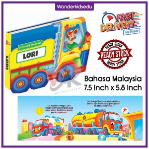Board Book for Baby Kids Toddlers Buku Bayi Vehicle Shape Book Children Early Learning Education Preschool Books