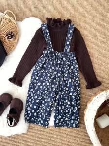 Spring And Autumn Fashionable Retro Floral Jumpsuit