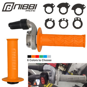 NIBBI Motorcycle Lock-on Grips 22mm Rubber Handlebar Aluminum Throttle Control Casing Base Set for KTM SXF450 XCF250 EXCF 350 500 Husqvarna FC FE Series Motocross
