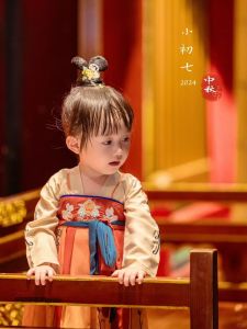 Embroidered Chinese Style Girls Dress Rabbit Patterned Cheeky Chest Length Baby Girls Hanfu Costume National Day Celebration Skirt