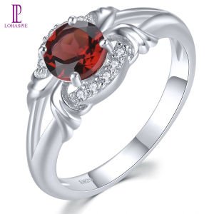 Lohaspie Đồ Trang Sức Bất 1 Carat Rắn Sterling Silver 925 Nhẫn Ban Đầu Ngọc Thạch Lựu tự nhiên Citrine Bầu Trời đá topaz xanh dương Nhẫn Bất Garnet Nhẫn Đá Nhẫn Garnet Cho Phụ Nữ Bạc 925 Trang Sức