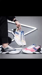 Angelie ของใหม่ รองเท้าผ้าใบผู้ชาย รองเท้าแฟชั่น รองเท้ากีฬา มี3สี(ฟ้า ชมพู ขาว) B026