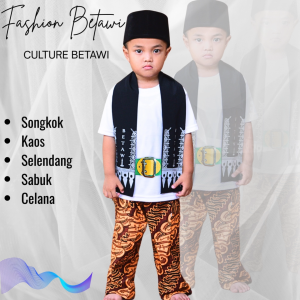 Fashion Betawi: Baju Betawi Anak, Celana, Kaos, Peci, Sabuk, Selendang