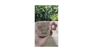 Happy Campers Tulip Greenery Flower Handle - Good-Looking Mug Ceramic Cup Girls Office Coffee Milk Cup