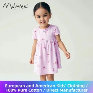 Charming Princess Summer Dress for Girls Round Neck Short Sleeves